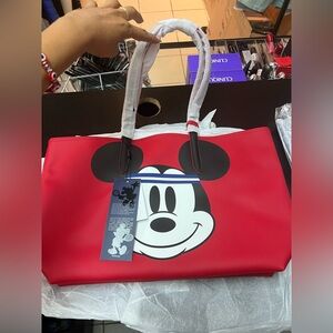 Lacoste Disney Shopping Tote red pvc And DetachableWristlet Limited Edition New!